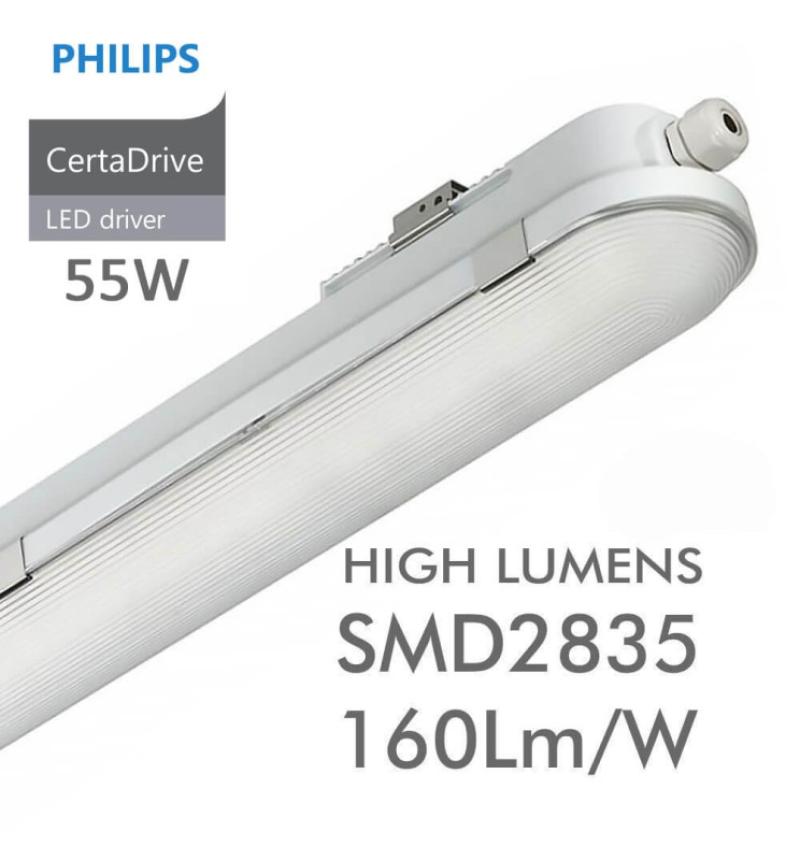 Réglette Étanche LED Intégrée 55W Driver Philips COREPLUS - CCT - 150cm