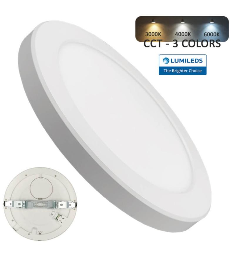 Downlight+ Plafonnier LED - Circulaire- MOSS NOIR-blanc LUMILEDS - 18W AJUSTABLE - CCT Couleur Sélectionnable