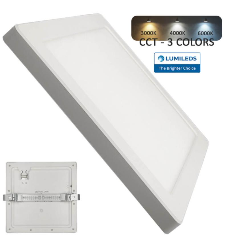 Downlight+ Plafonnier LED - Carré - MOSS BLANC LUMILEDS - 24W AJUSTABLE - CCT Couleur Sélectionnable