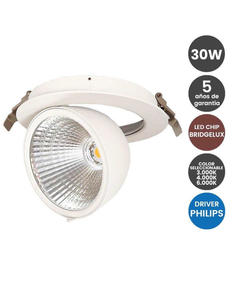 Downlight LED 30W Philips - CertaDrive - Orientable Rond - HAMBOURG