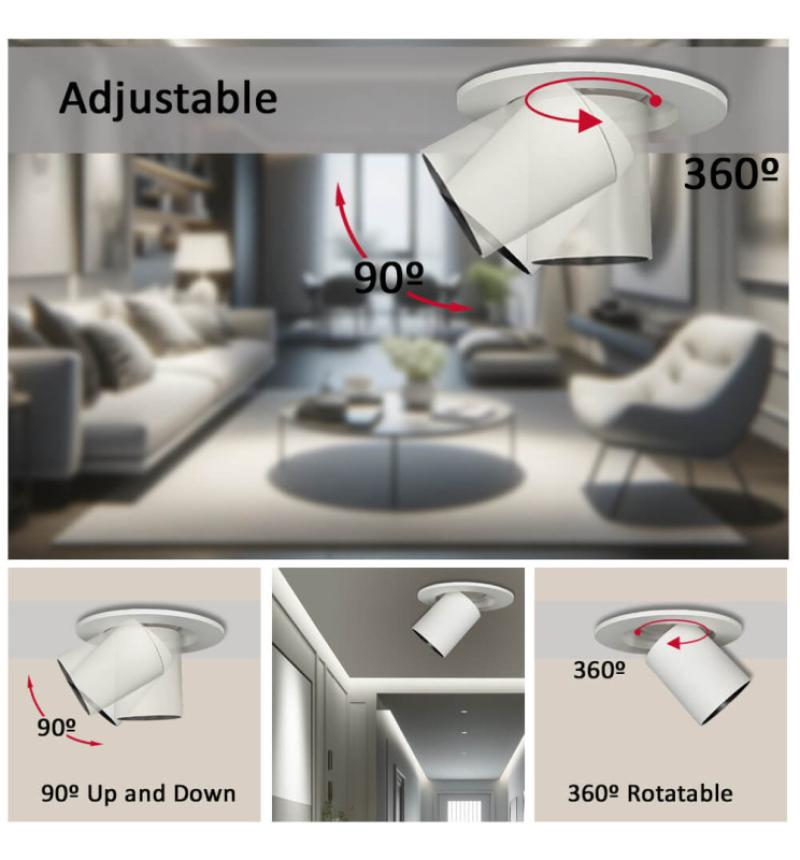 Downlight LED 6W - PERISCOPIQUE ORIENTABLE - Circulaire - CCT Couleur Sélectionnable