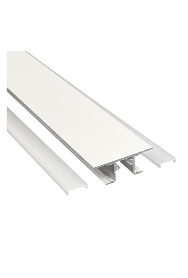 Profil en Aluminium - BLANC - DOUBLE LUMIÈRE pour bande LED - 2 mètres