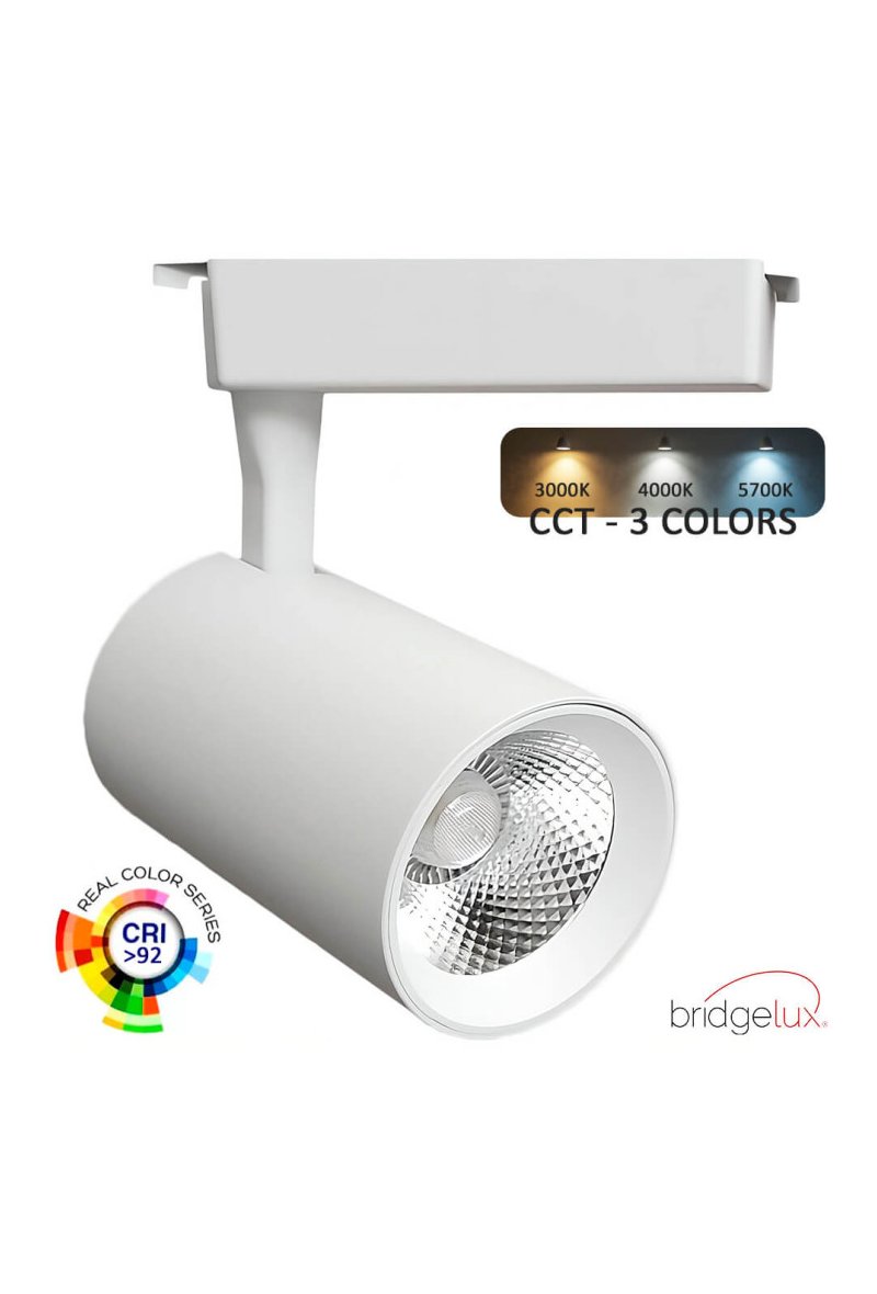 Projecteur LED 30W PARMA Blanc Rail Monophasé - CCT - CRI+92 - 48º