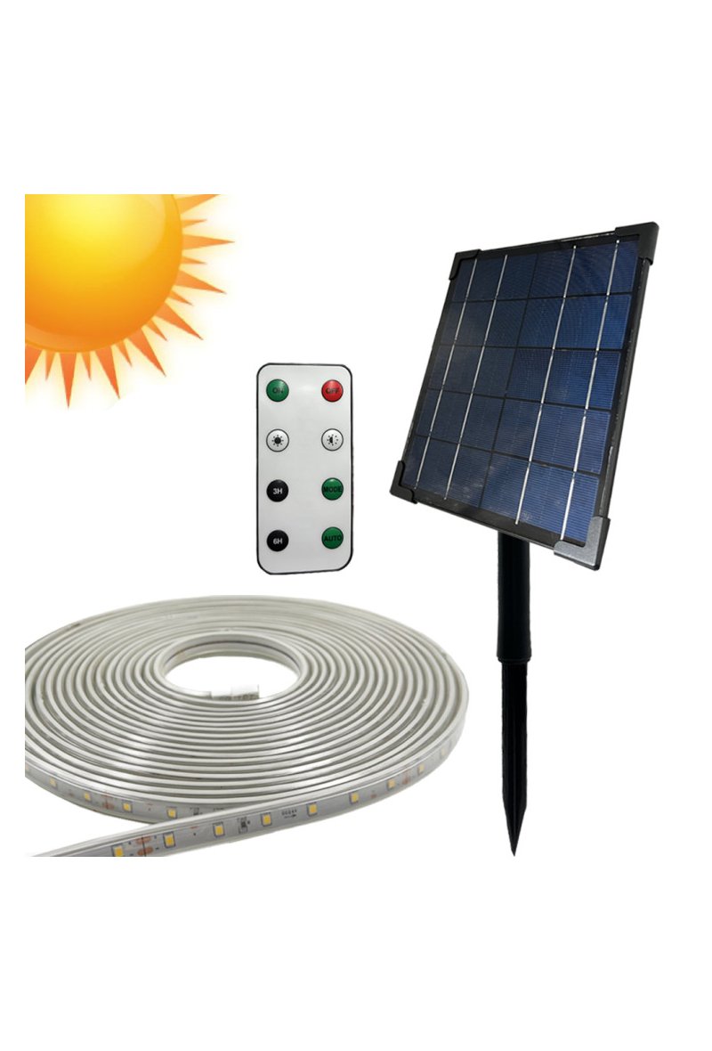 Kit Ruban LED Solaire - Pour l'extérieur - 10 mètres - 2700K - IP65