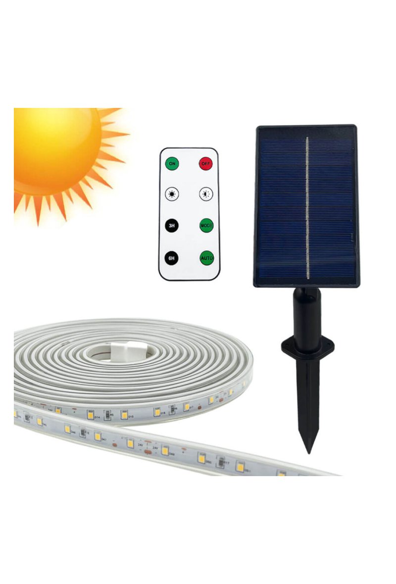 Kit Ruban LED Solaire - Pour l'extérieur - 5 mètres - 2700K - IP66