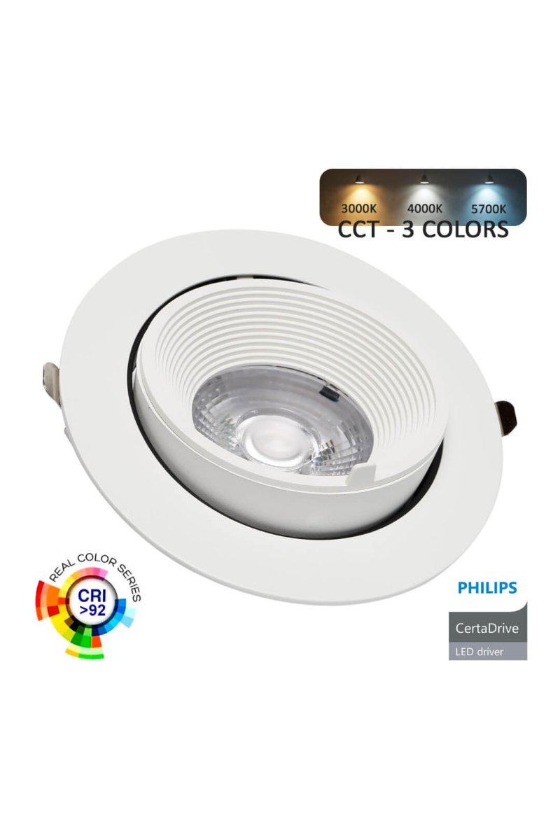 Spot Encastrable Orientable LED - 40W - Driver Philips Certa Drive - 24º - CCT - CRI+92