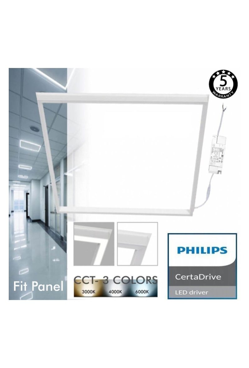 FIT Dalle LED 60x60 44W - Philips CertaDrive - Cadre Blanc - CCT